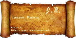 Janzer Manna névjegykártya